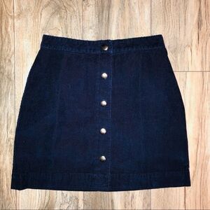 Old Navy Navy Blue Full Button Down Corduroy Mini Skirt Size 0